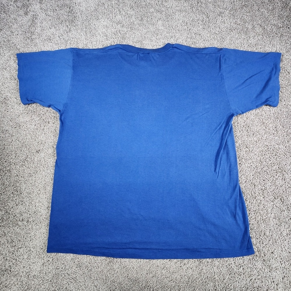 Vintage 90s Deer Nature Art Graphic T Shirt Jerzees Blue Animal Hunting Wildlife - Picture 8 of 13